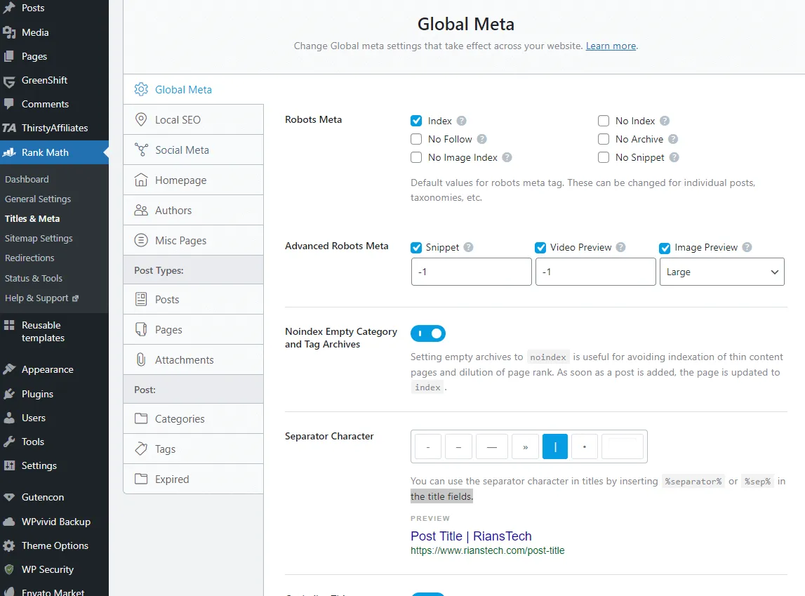 Rank Math Review: Is It The Best WordPress SEO Plugin? 32 Rank Math advanced meta and title setting