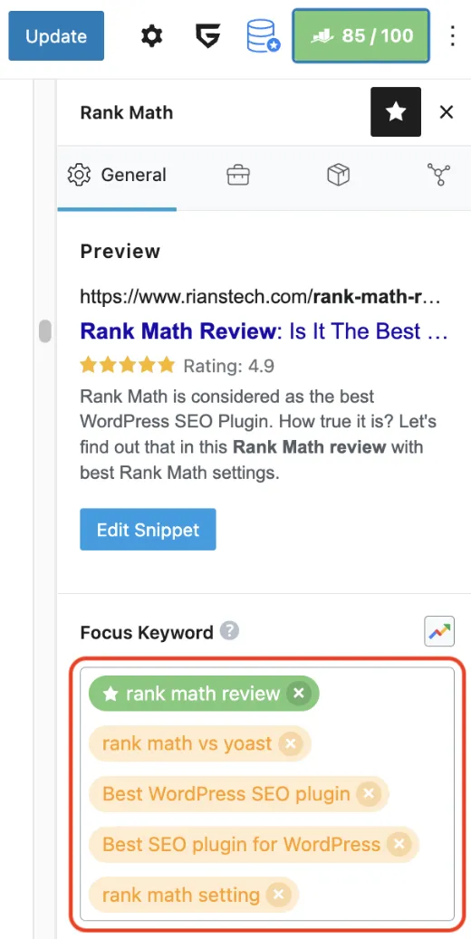 Rank Math Review: Is It The Best WordPress SEO Plugin? 13 Rank Math Focus Keyword