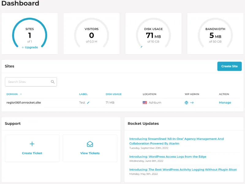 Rocket.net Dashboard
