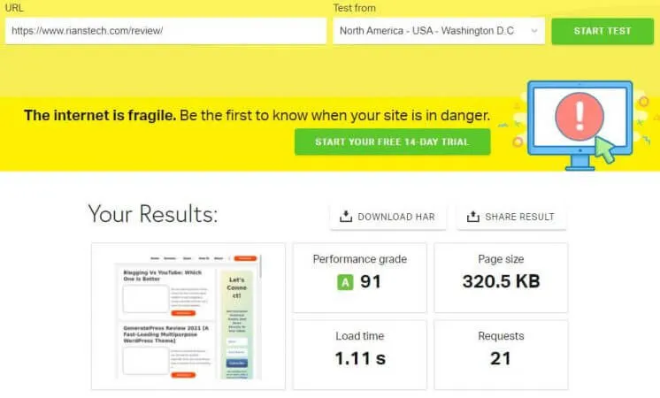 WP Rocket Review_ Speed Test