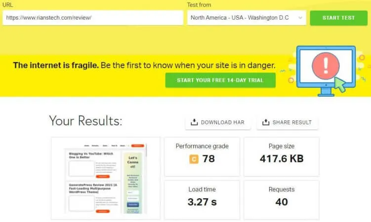WP Rocket Review_ Speed Test
