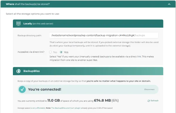 BackupBliss: Backup Plugin With Its Own Free Cloud Storage 3 Backupbliss